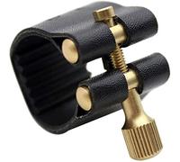 Jiayouy Boquilla profesional para saxofón alto de piel, cierre de ligadura negro