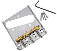 Jiayouy Conjunto de puente cromado Telecaster con 3 sillines de latón compensados para guitarra eléctrica de estilo vintage Tele