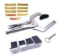 Jiayouy Herramienta de prensado de trastes de mano Luthier con 4 calas de soporte de PVC acolchadas + 9 piezas de latón 7.25/9.5/10/12/14/15/16/17/20/Radian traste