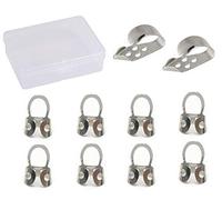 Jiayouy Juego de 10 púas de dedo para guitarra y pulgar con caja de almacenamiento, púas de metal ajustables para guitarra acústica, banjo, ukelele, plateado