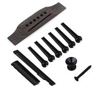 Jiayouy Juego de 6 clavijas de tuerca de puente de palisandro para guitarra acústica, incluye puente, seis pasadores de puente, pasador de extremo y sillín y tuerca, estilo B, color negro