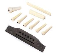 Jiayouy - Juego de 6 pernos de tuerca para puente de palisandro para guitarra acústica, incluye puente y seis pines de puente y pasador de extremo y piezas de repuesto de silla y tuerca, estilo B, color beige