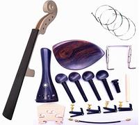 Jiayouy Kit de 16 accesorios para violín 4/4 para bricolaje, cuello y diapasón de violín con cuerdas, cordal de alambre, afinador fino, clavija de afinación, puentes, kit de soporte de barbilla