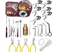 Jiayouy Kit de herramientas de mantenimiento profesional de reparación de saxofón con bolsa de transporte, luz LED de fugas, herramienta de ajuste de cubierta de llave, clip de hendidura de llave