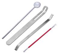 Jiayouy Kit de herramientas de reparación de instrumentos de viento de madera de acero inoxidable cubierta de llave de ajuste de doble cabeza gancho de resorte botones protector para saxo clarinete oboe flauta piccolo 4 piezas