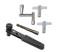 Jiayouy Llaves de tambor de acero cromado para construcción estándar con llave dinamométrica de trinquete, broca para sintonizador de llaves de tambor, herramienta de percusión para accesorios de tambor