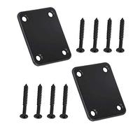 Jiayouy Paquete de 2 placas de cuello de guitarra con tornillos de montaje, placa de metal para guitarra eléctrica Strat Tele, color negro