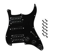 Jiayouy Placa protectora de 3 capas con 11 agujeros HSH precableada para guitarra eléctrica Fender Strat, color negro