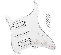Jiayouy Placa protectora de 3 capas con 11 agujeros HSH precableada para guitarra eléctrica Fender Strat, color blanco