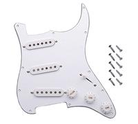 Jiayouy Placa trasera de 3 capas SSS blanca de 3 capas con cable precableado con pastillas de bobina única, se adapta a guitarras eléctricas estilo Stratocaster vintage