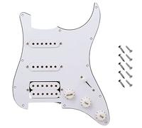 Jiayouy Placa trasera de golpeador Stratocaster precableada con 11 agujeros SSH con pastillas Wilkinson para guitarra estándar Fender Strat estilo moderno, 3 capas, color blanco