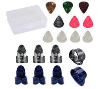 Jiayouy Púas de celuloide para el pulgar y 10 púas de guitarra de 0,46 mm con caja de almacenamiento, multicolor para guitarra acústica, bajo, banjo, ukelele, 18 piezas