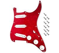 Jiayouy SSS - Placa trasera de golpeador Strat precableada de 3 capas con 3 pastillas de bobina única para guitarras eléctricas estilo Strat ST, repuesto de carcasa de perla roja
