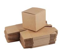 JIAYUET 100 cajas de regalo pequeñas de papel marrón, cajas de regalo cuadradas de papel kraft con tapas para embalaje de boda y cumpleaños, 8 x 8 x 8 cm