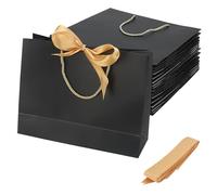 JIAYUET 30 bolsas de regalo grandes de color negro y dorado con cinta, bolsas de regalo de lujo negras para fiesta de cumpleaños, boda, festival, 32 x 25 x 11 cm