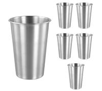 JIAYUET 6 vasos de acero inoxidable de 500 ml, 8,9 x 12,5 cm, vasos de metal para agua, té, café, zumo