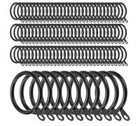 JIAYUET Anillos de Cortina de Metal de 32 mm para Barras de Cortina y rieles de Ducha, Hierro Negro, Paquete de 100