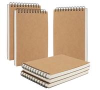 JIAYUET Paquete de 6 cuadernos de bocetos A5 encuadernados en espiral de tapa dura, 50 hojas/100 páginas, cuaderno de bocetos de papel kraft horizontal, 120 g/m², blocs de dibujo encuadernados en