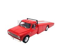 JIAYUNEU 1:18 para 1967 Chevrolet C-30 RampTruck Pantalla Decorativa de Escritorio fundida a presión de aleación Adorno Decoración del Hogar(Red)
