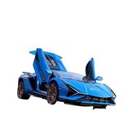 JIAYUNEU 1:32 para Lamborghini SIAN Aleación Super Sports Car Modelo Diecast Juguete De Coche Metal Simulación Sonido Luz Adorno Decoración del Hogar(Azul)