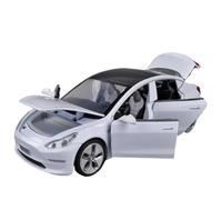 JIAYUNEU 1:32 para Tesla Model 3 Modelo De Automóvil Aleación Diecasts Y Vehículos Juguete Sonido Pull Back Coche para Niño Adorno Decoración del Hogar(White)