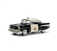 JIAYUNEU Modelo de Coche conmemorativo de colección estática Chevy Bell Air Police Edition de 1957 Escala 1:18 Adorno Decoración del Hogar