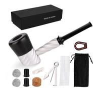 JIBILL - Juego de pipas de tabaco premium, diseño de madera negra, tallo curvado de 15 cm, kit de limpieza completo con bolsa de almacenamiento