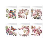 JICFDAO 5D Diamond Painting Tarjetas de Felicitación Flores Juego de 6 Pinturas por Números Tarjetas de Cumpleaños Pintura de Diamantes Imágenes Tarjeta de Felicitación Tarjeta de Felicitación Tarjeta