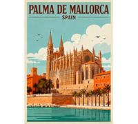 JICFDAO 5D DIY Diamond Painting Paisaje España 30 x 40 cm Pintura Diamante Cuadros Ciudad Palma de Mallorca Pintura Diamante Cuadros Catedral Pintura por Números Paisaje para Relajarse Hogar Pared
