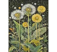 JICFDAO Cuadrado Diamond Painting Piedras cuadradas diente de león 40 x 40 cm pintura de diamante con piedras cuadradas de diente de león flor pintura por números, diente de león, fabricación de