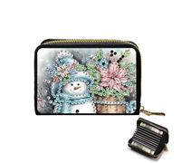 JICFDAO Diamond Painting Kartenetui mit Münzfach 11x8cm Diamant Malerei kleine Geldbörse Damen Kreditkartenetui Herren Portemonnaie mit Reißverschluss Münzbeutel im Kurzformat Weihnachts-Schneemann