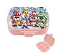 JICFDAO Pastillero con 6 compartimentos, 9 x 6,2 x 2,5 cm, portátil, para viajes, pequeño soporte para píldoras para monedero o bolso, para guardar búho