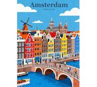 JICFDAO Pintura de diamantes 5D Paisajes Países Bajos 30 x 40 cm Pintura por Números Paisaje Ámsterdam Pintura Diamante Cuadros Ciudad Juego de Pintura de Diamantes para Principiantes Hogar Decoración