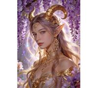 JICFDAO Pintura de diamantes de hada y flores, 30 x 40 cm, pintura de diamantes, hada, elfo, pintura de diamantes, ángel glicinas, toro, sprite, mosaico, juego de manualidades, fácil de hacer para