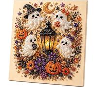 JIcloun Halloween Ghost Diamond Art Kit, DIY Crystal Painting Craft Set | Kit bricolaje arte pintura perlas fantasma Halloween lindo espeluznante, arte diamantes perlas otoño, decoración pared
