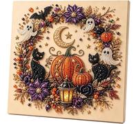 JIcloun Halloween Ghost Diamond Art Kit, DIY Crystal Painting Craft Set | Kit bricolaje arte pintura perlas fantasma Halloween lindo espeluznante, arte diamantes perlas otoño, decoración pared