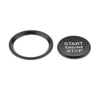 JicSuXi 2 Piezas Cubierta Botón Encendido Motor Aro Interruptor Parada Arranque Emblema Aluminio Decorativo Fácil Colocación Adecuado para Coches AUD, Negro