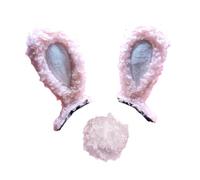 JicSuXi Adornos de Conejos para Cascos de Bicicleta, Orejas Y Cola de Conejo, Adornos de Conejos para Cascos de Bicicleta, Accesorios de Decoración para Casco, Rosa