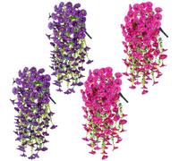 Jicyor 4 flores colgantes artificiales, plantas colgantes artificiales, decoración de gloria matutina, adecuadas para decoración de bodas en interiores y exteriores