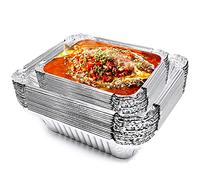 Jicyor 50 Piezas Bandejas Desechables, Bandejas Desechables De Aluminio,Bandeja Horno,para Asar Apto para Horno y Congelador Cocinar Hornear Sartenes para Asar para Servir Comida en Fiestas