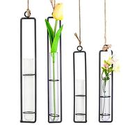 Jicyor Macetero De Vidrio Colgante 4 Piezas Negro No Se Oxida Hidropónica Florero Tubo Simple y Hermoso Beautiful Durable Tubo Colgando Plantadores para La Decoración del Hogar Oficina En Casa Boda