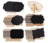 Jicyor madera 30pcs Desmontable Carteles Decorativos Mini Pizarrón con Soporte para Bodas, Fiestas, Bufés, Números de Mesa y Decoración de Eventos Especiales