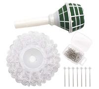 Jicyor Mango de Espuma Floral Blanco, Soporte para Ramo de Flores con 50 Broches de Flores Forma de Diamante para Decoración de Ramos de Boda