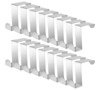 Jicyor Perchero Puerta, 16 Piezas Gancho Puerta Acero Inoxidable Perchero de Ganchos Reversibles Plateado para Armario Puerta Baño Cocina