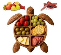 Jicyor Plato para aperitivos modelado de tortugas, cuenco para aperitivos de madera con compartimentos, plato con subdivisión