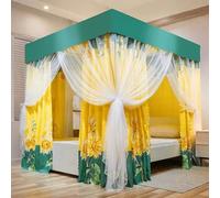 Jidanmian Cortinas de Cama con Dosel de 4 Postes esquineros, Estilo Princesa, con luz LED de Estrella, con diseño Antipolvo, para decoración de dormitorios de niñas, Adolescentes o Adultos.(C)