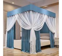 Jidanmian Cortinas de Cama con Dosel de 4 Postes esquineros, Estilo Princesa, con luz LED de Estrella, con diseño Antipolvo, para decoración de dormitorios de niñas, Adolescentes o Adultos.(D)