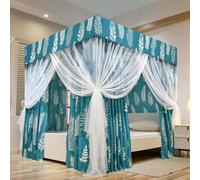 Jidanmian Cortinas de Cama con Dosel de 4 Postes esquineros, Estilo Princesa, con luz LED de Estrella, con diseño Antipolvo, para decoración de dormitorios de niñas, Adolescentes o Adultos.(E)