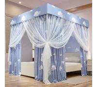 Jidanmian Cortinas de Cama con Dosel de 4 Postes esquineros, Estilo Princesa, con luz LED de Estrella, con diseño Antipolvo, para decoración de dormitorios de niñas, Adolescentes o Adultos.(B)