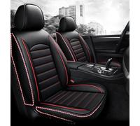JidddD para Toyota Hilux 2015-2020 Fundas Asientos Coche Cuero,Impermeables Juegos de Cubreasientos Interior Accesorios,B-Black and Red